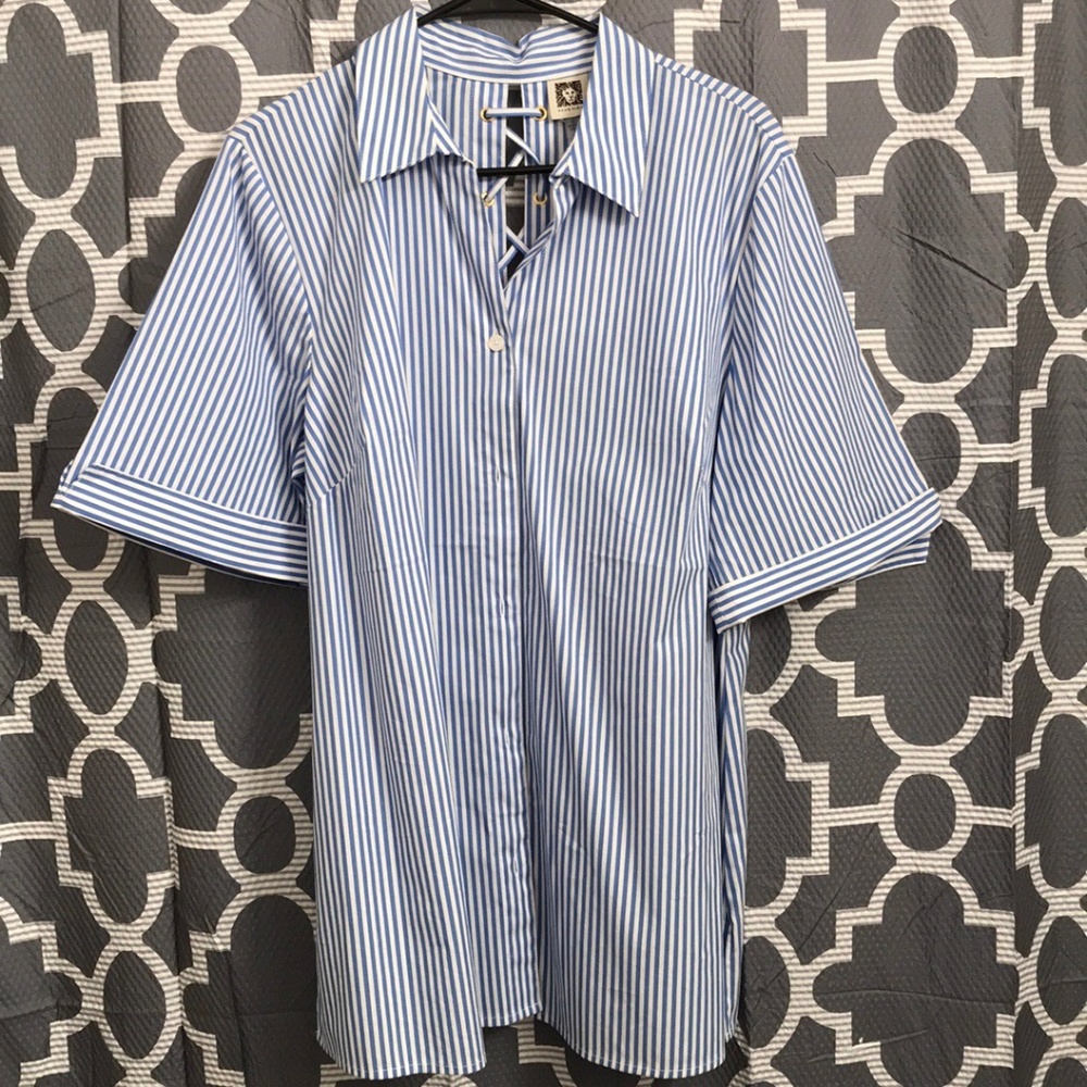 Anne Klein striped button down blouse